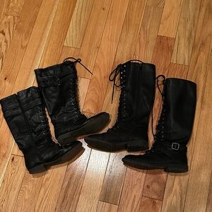 Black Lace-Up Women's Boots